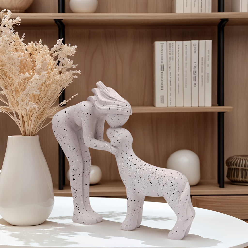 1pc Girl and Dog Friendship Resin Art, Statue of a Girl with Her Dog, Remember Their Bond, Beautiful Home Decor Gift for Those Who Share Friendship, Room Decoration, Reminder of a Girl Carrying Her Loyal Pet as Companion, Indoor & Outdoor Ornament