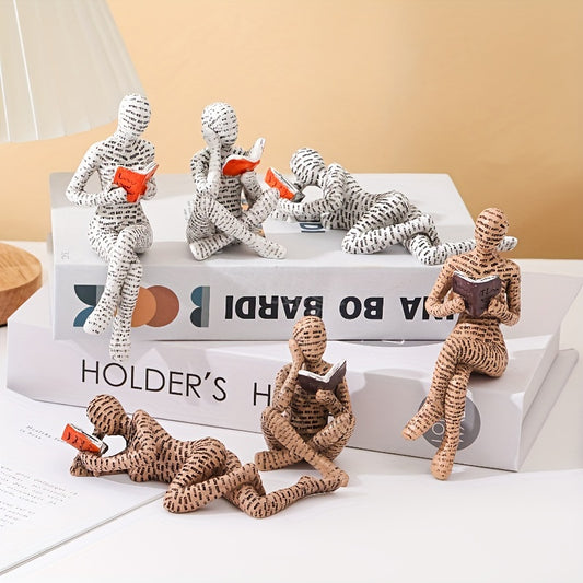 3pcs, Resin Reading Figure Statue - Modern Abstract Style Artistic Ornaments, 2 Color Choices, Suitable for Living Room, Office, Desktop, Bookshelf, Indoor Home Decoration, Ideal Gift for Friends during Christmas, New Year and other Festive Activities