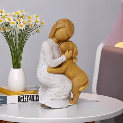 Charming Hand-Painted Friendship Willow & Dog Figurine - Heartwarming Hug Pose, Perfect for Home Decor & Gifts, Perfect for Room Decor