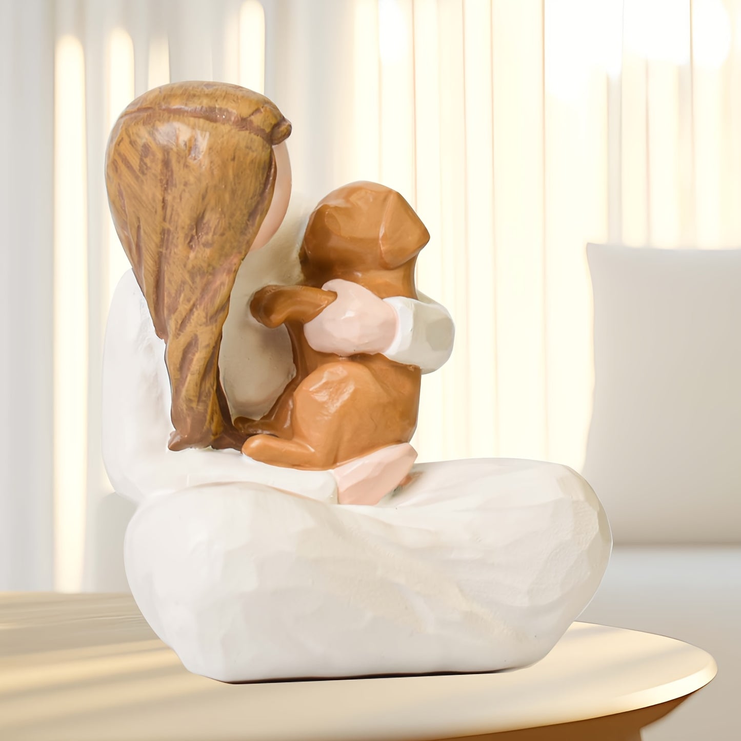 Heartfelt Dog Memorial Gift - Hand-Painted Resin Angel Figurine Holding Golden Retriever, Comforting Home Decor for Pet Loss, Ideal for Dog Lovers, Thanksgiving & Christmas