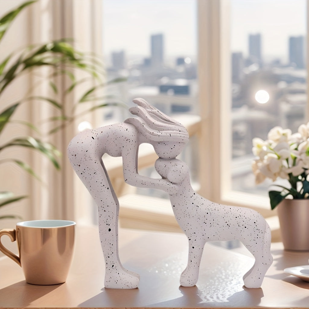 1pc Girl and Dog Friendship Resin Art, Statue of a Girl with Her Dog, Remember Their Bond, Beautiful Home Decor Gift for Those Who Share Friendship, Room Decoration, Reminder of a Girl Carrying Her Loyal Pet as Companion, Indoor & Outdoor Ornament