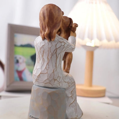 Girl Hugging Dog Statue,.willow Tree Figurines.Gift For Dog Mom, Pet Cat Memorial Gift, Collectible Hand-painted Cat Statue Decorations, Willow Style Hand-painted Statue Ornament, Love, Friendship, Holiday Memorial Gift