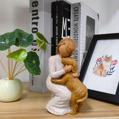 Charming Hand-Painted Friendship Willow & Dog Figurine - Heartwarming Hug Pose, Perfect for Home Decor & Gifts, Perfect for Room Decor