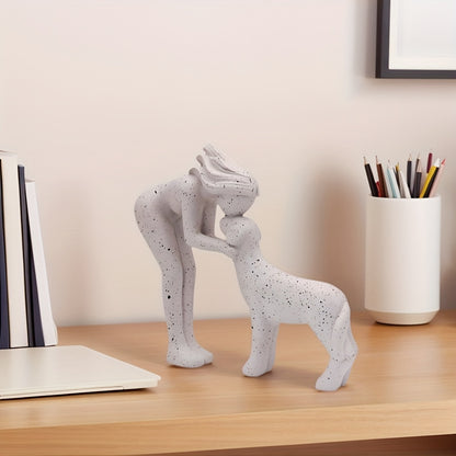 1pc Girl and Dog Friendship Resin Art, Statue of a Girl with Her Dog, Remember Their Bond, Beautiful Home Decor Gift for Those Who Share Friendship, Room Decoration, Reminder of a Girl Carrying Her Loyal Pet as Companion, Indoor & Outdoor Ornament