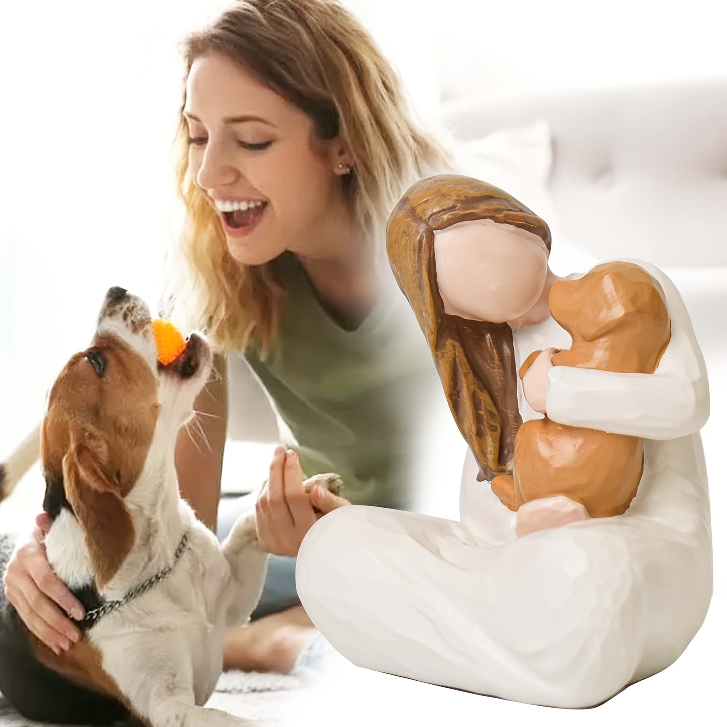 Heartfelt Dog Memorial Gift - Hand-Painted Resin Angel Figurine Holding Golden Retriever, Comforting Home Decor for Pet Loss, Ideal for Dog Lovers, Thanksgiving & Christmas