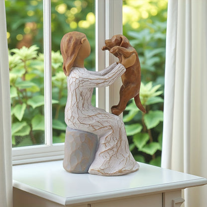Girl Hugging Dog Statue,.willow Tree Figurines.Gift For Dog Mom, Pet Cat Memorial Gift, Collectible Hand-painted Cat Statue Decorations, Willow Style Hand-painted Statue Ornament, Love, Friendship, Holiday Memorial Gift