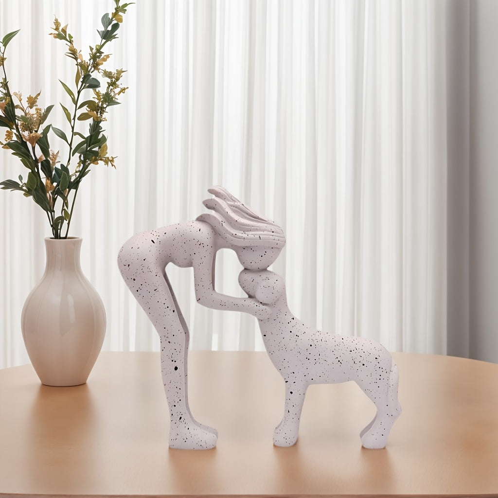 1pc Girl and Dog Friendship Resin Art, Statue of a Girl with Her Dog, Remember Their Bond, Beautiful Home Decor Gift for Those Who Share Friendship, Room Decoration, Reminder of a Girl Carrying Her Loyal Pet as Companion, Indoor & Outdoor Ornament