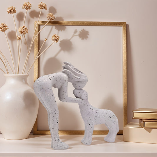 1pc Girl and Dog Friendship Resin Art, Statue of a Girl with Her Dog, Remember Their Bond, Beautiful Home Decor Gift for Those Who Share Friendship, Room Decoration, Reminder of a Girl Carrying Her Loyal Pet as Companion, Indoor & Outdoor Ornament