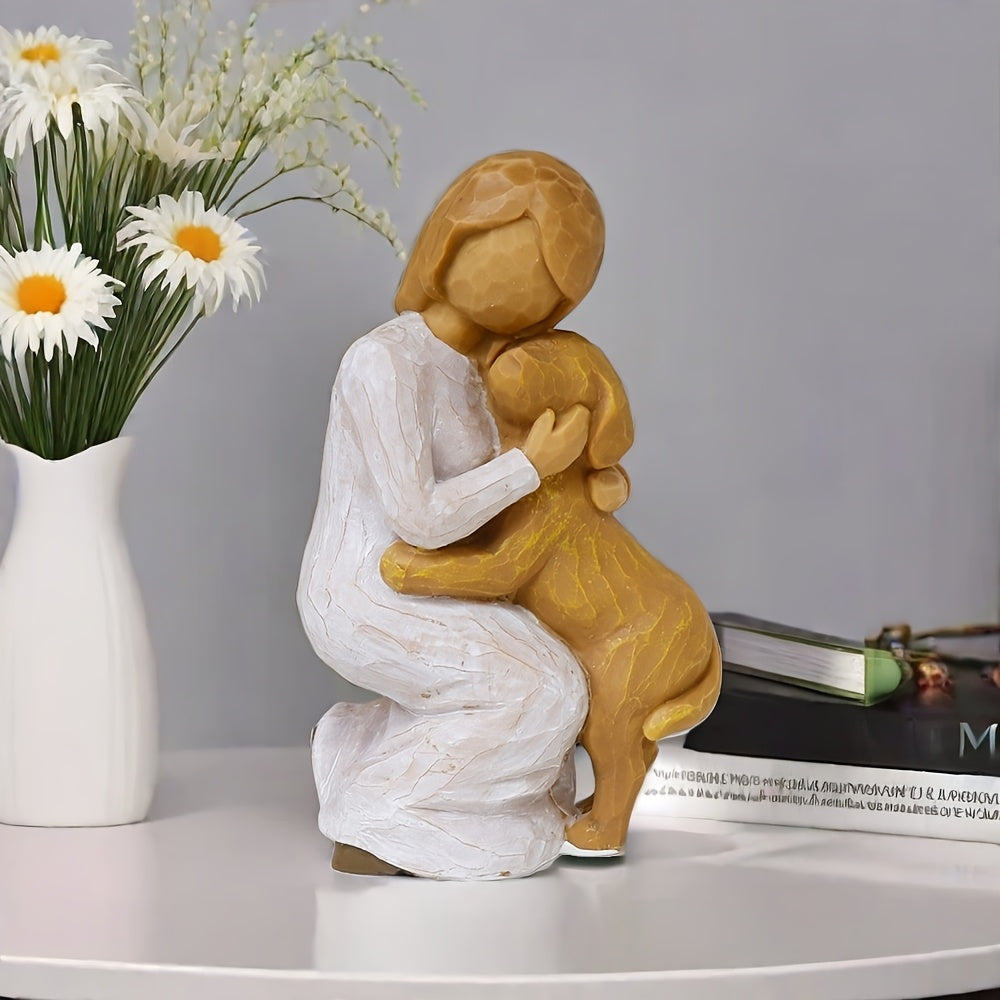 Charming Hand-Painted Friendship Willow & Dog Figurine - Heartwarming Hug Pose, Perfect for Home Decor & Gifts, Perfect for Room Decor