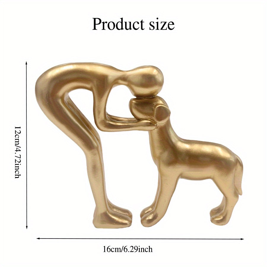Dog Sculpture Home Decor Cute for Man and Dog Statue Decoration for Office, Living Room, Bedroom, Home, Memory Gifts for Pet Lovers