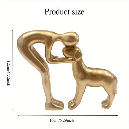 Dog Sculpture Home Decor Cute for Man and Dog Statue Decoration for Office, Living Room, Bedroom, Home, Memory Gifts for Pet Lovers