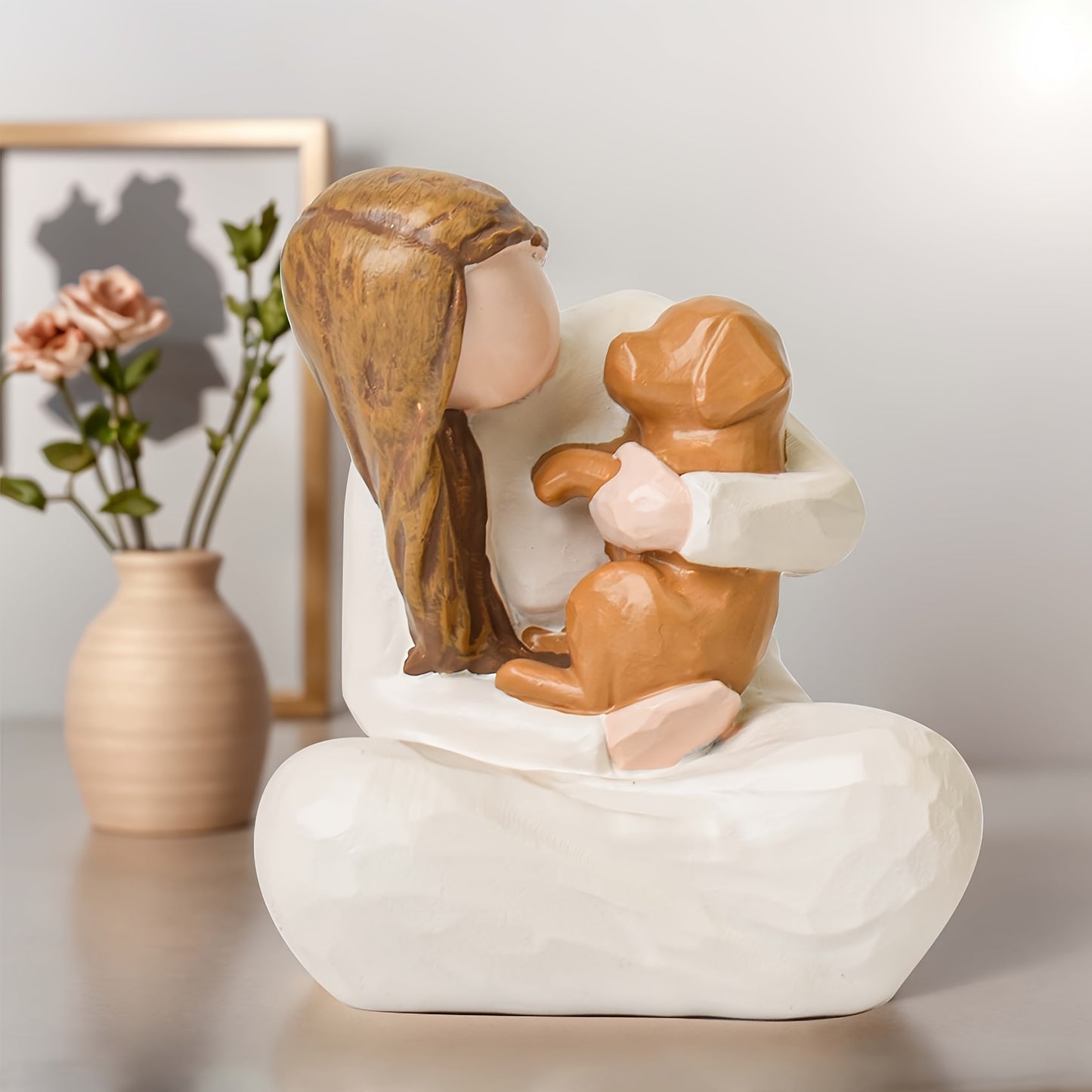 Heartfelt Dog Memorial Gift - Hand-Painted Resin Angel Figurine Holding Golden Retriever, Comforting Home Decor for Pet Loss, Ideal for Dog Lovers, Thanksgiving & Christmas