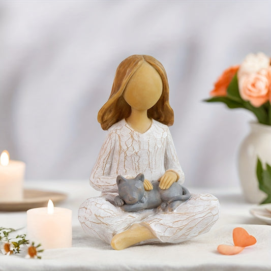 Yoga Meditation Statue Gifts For Women - Mini Yoga Girl With Dog Decor For Shelf Desk Home Office Yoga Decor As Yoga Lover Cute Birthday Gifts Hand-Painted Sculpted Resin Zen Decoration Table Ornament