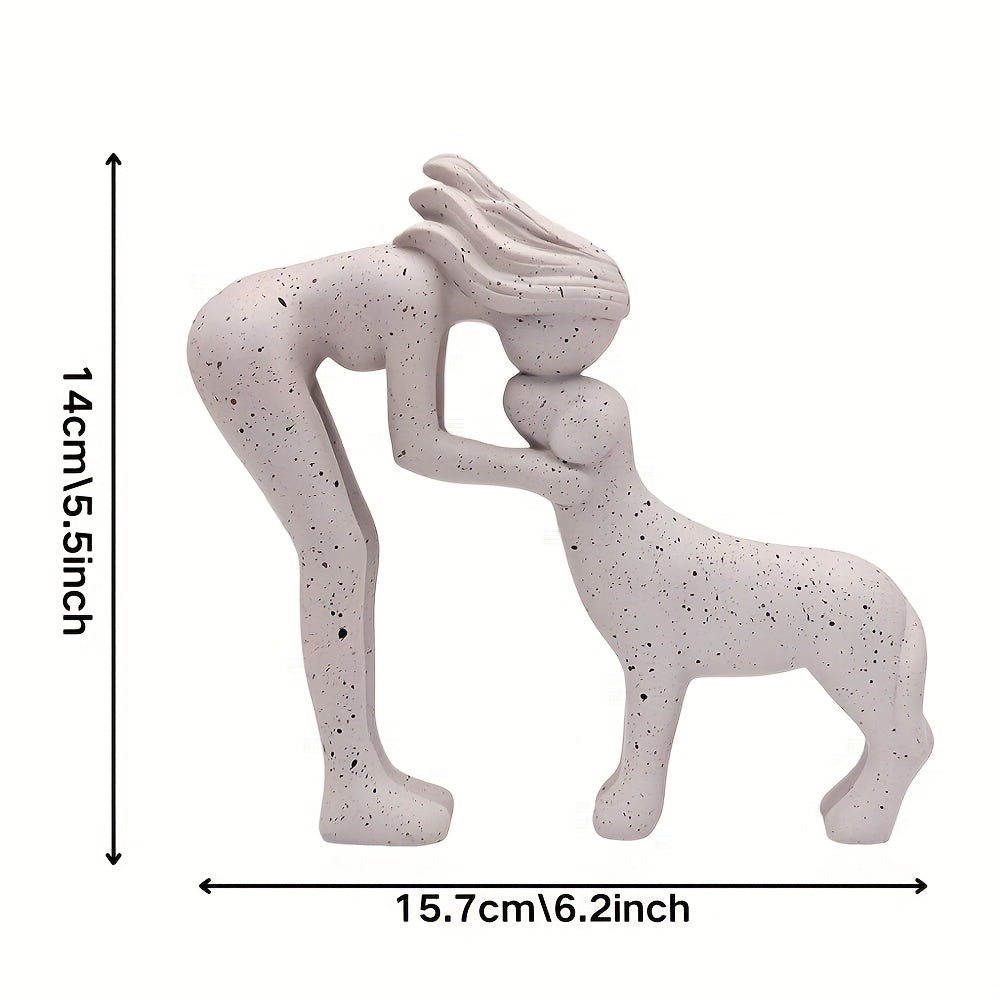 1pc Girl and Dog Friendship Resin Art, Statue of a Girl with Her Dog, Remember Their Bond, Beautiful Home Decor Gift for Those Who Share Friendship, Room Decoration, Reminder of a Girl Carrying Her Loyal Pet as Companion, Indoor & Outdoor Ornament
