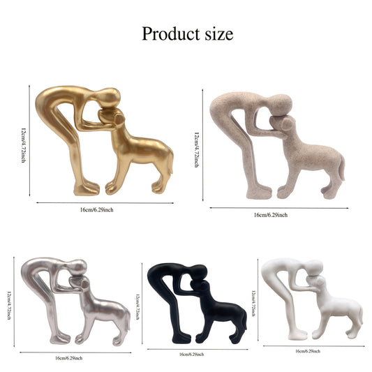 Dog Sculpture Home Decor Cute for Man and Dog Statue Decoration for Office, Living Room, Bedroom, Home, Memory Gifts for Pet Lovers