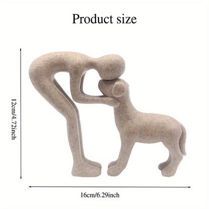 Dog Sculpture Home Decor Cute for Man and Dog Statue Decoration for Office, Living Room, Bedroom, Home, Memory Gifts for Pet Lovers