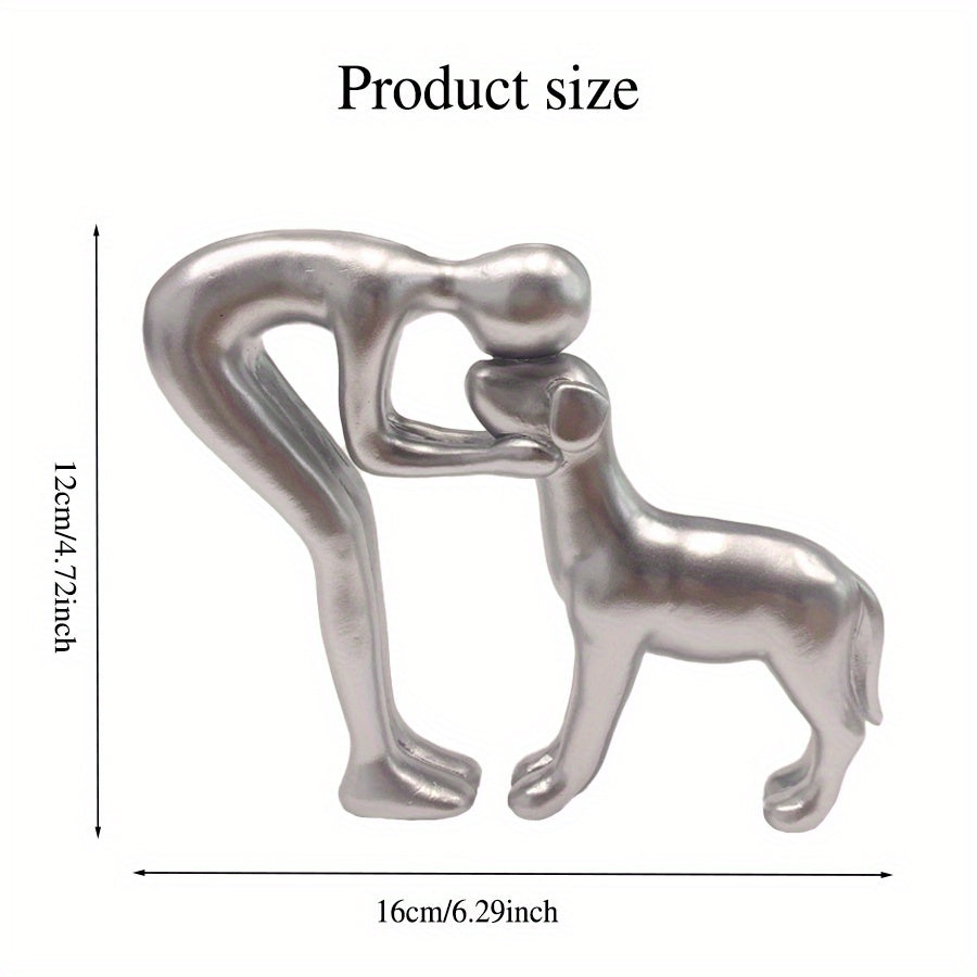Dog Sculpture Home Decor Cute for Man and Dog Statue Decoration for Office, Living Room, Bedroom, Home, Memory Gifts for Pet Lovers