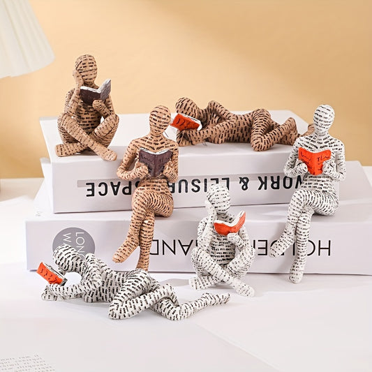 3pcs, Resin Reading Figure Statue - Modern Abstract Style Artistic Ornaments, 2 Color Choices, Suitable for Living Room, Office, Desktop, Bookshelf, Indoor Home Decoration, Ideal Gift for Friends during Christmas, New Year and other Festive Activities