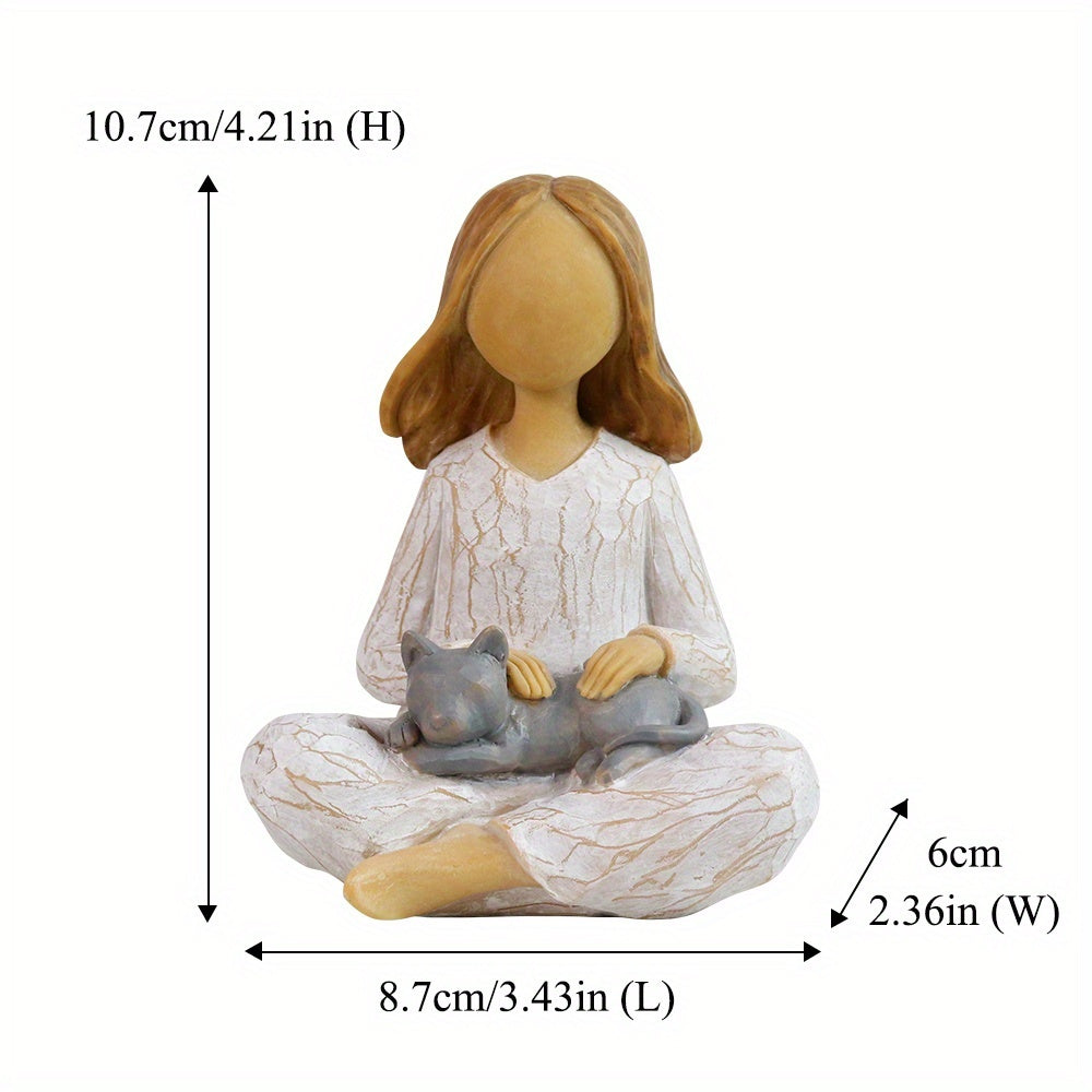 Yoga Meditation Statue Gifts For Women - Mini Yoga Girl With Dog Decor For Shelf Desk Home Office Yoga Decor As Yoga Lover Cute Birthday Gifts Hand-Painted Sculpted Resin Zen Decoration Table Ornament