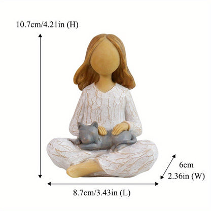 Yoga Meditation Statue Gifts For Women - Mini Yoga Girl With Dog Decor For Shelf Desk Home Office Yoga Decor As Yoga Lover Cute Birthday Gifts Hand-Painted Sculpted Resin Zen Decoration Table Ornament