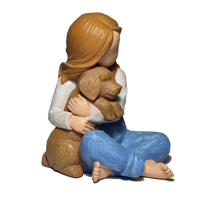 Gift for Dog Lovers, Hugging Dog Memorial Statue Ornament Home Decoration, Best for Christmas, Perfect for Thanksgiving