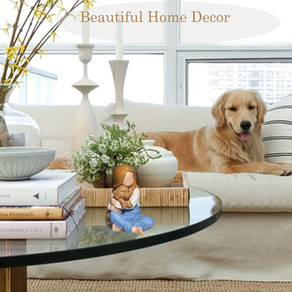 Gift for Dog Lovers, Hugging Dog Memorial Statue Ornament Home Decoration, Best for Christmas, Perfect for Thanksgiving
