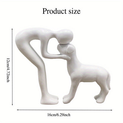 Dog Sculpture Home Decor Cute for Man and Dog Statue Decoration for Office, Living Room, Bedroom, Home, Memory Gifts for Pet Lovers