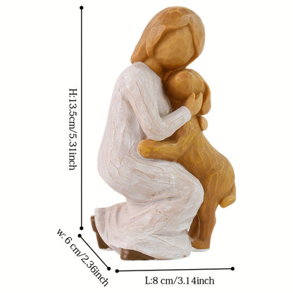 Charming Hand-Painted Friendship Willow & Dog Figurine - Heartwarming Hug Pose, Perfect for Home Decor & Gifts, Perfect for Room Decor