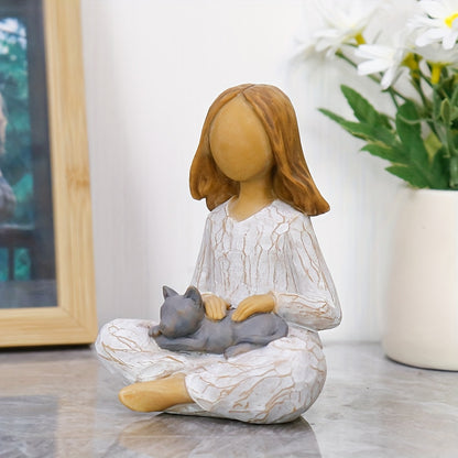 Yoga Meditation Statue Gifts For Women - Mini Yoga Girl With Dog Decor For Shelf Desk Home Office Yoga Decor As Yoga Lover Cute Birthday Gifts Hand-Painted Sculpted Resin Zen Decoration Table Ornament