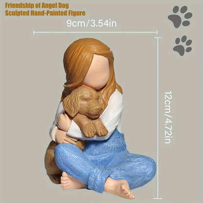 Gift for Dog Lovers, Hugging Dog Memorial Statue Ornament Home Decoration, Best for Christmas, Perfect for Thanksgiving
