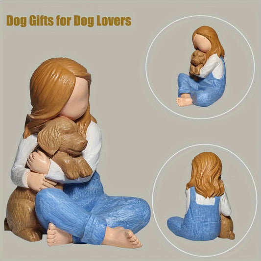 Gift for Dog Lovers, Hugging Dog Memorial Statue Ornament Home Decoration, Best for Christmas, Perfect for Thanksgiving